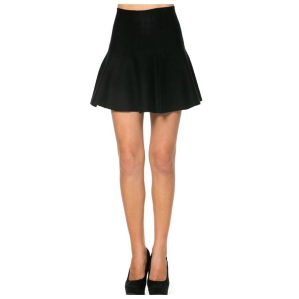Zara Knit Skater Skirt Sweater Fabric Faux Fur Size Small